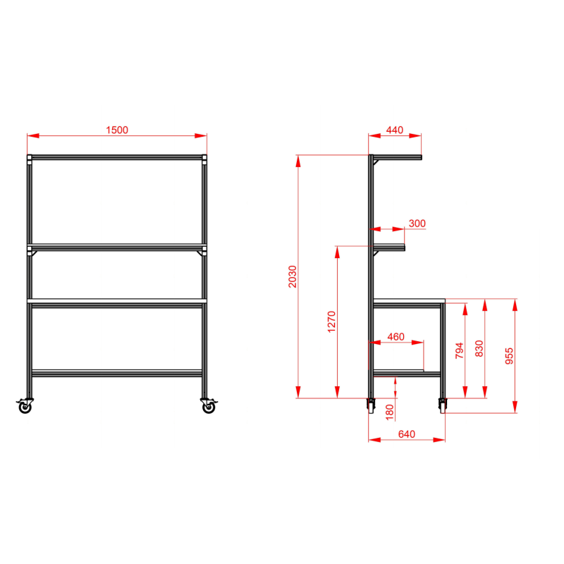 Stół montażowy MR_1500x640 (bez blatów)
